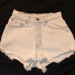 Levi White Washed High Waisted Shorts